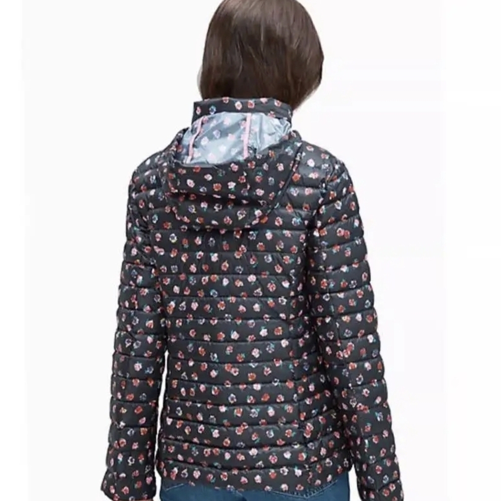 Kate Spade Black Floral Puffer Jacket-Size XS - Picture 5 of 9